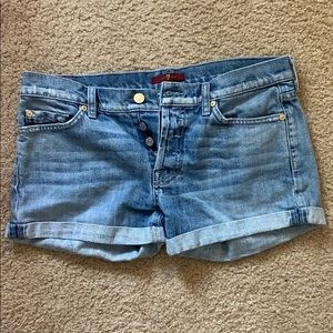 7 for all mankind light wash jean shorts